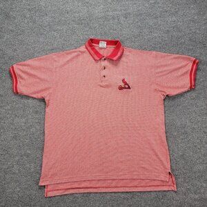 St Louis Cardinals Polo Shirt‎ Mens 2XL Red Vintage MLB Baseball Dynasty Sports